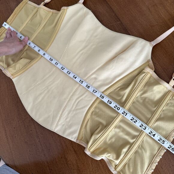 On Gossamer Gold Satin Corset Cami Top M Lingerie Diamond Quilted Cupped PinUp - Picture 13 of 16